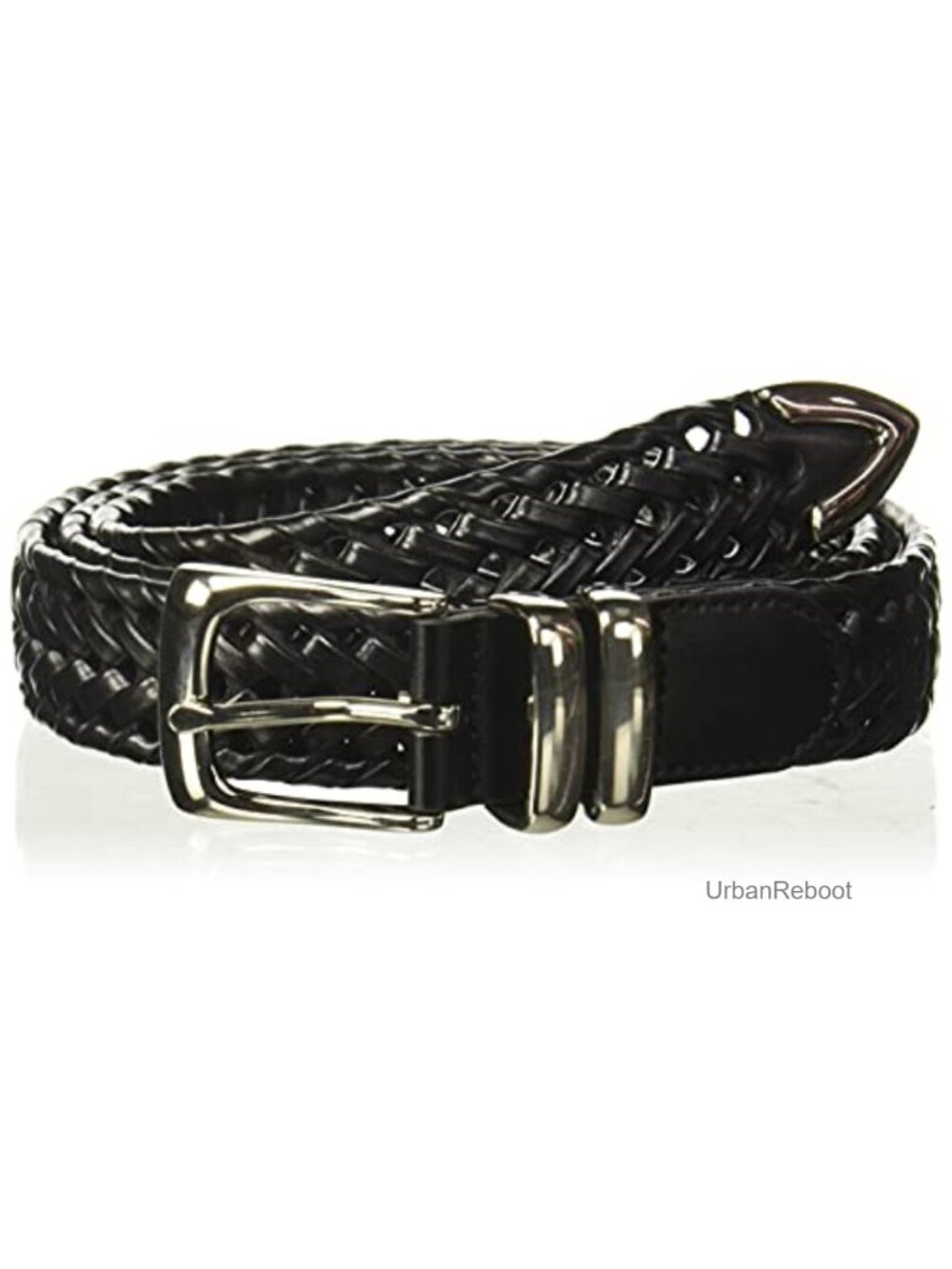 Perry Ellis Men's Braided Leather Dress Belt Single Prong